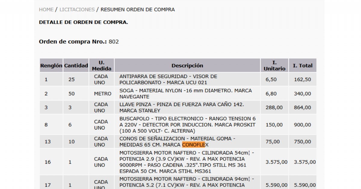 Documentación de prueba acerca de los vínculos y negocios, en registros, por parte de Gonzalo Rigoni.