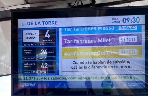 JxC denunció al ministro de Transporte por los carteles que anuncian el precio de los boletos del tren sin subsidios