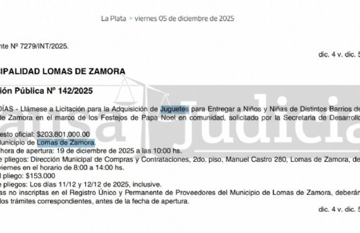 El gasto navideño de la comuna generó una nueva polémica en Lomas de Zamora